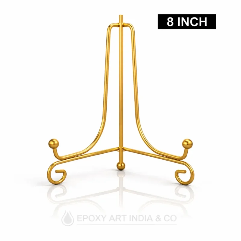 8 Inch Gold Metal Folding Stand for Display | Adjustable Stand for Resin Art Frames, Plates & Crafts