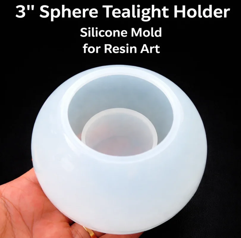 3″ Sphere Tealight Holder Silicone Mold for Resin Art