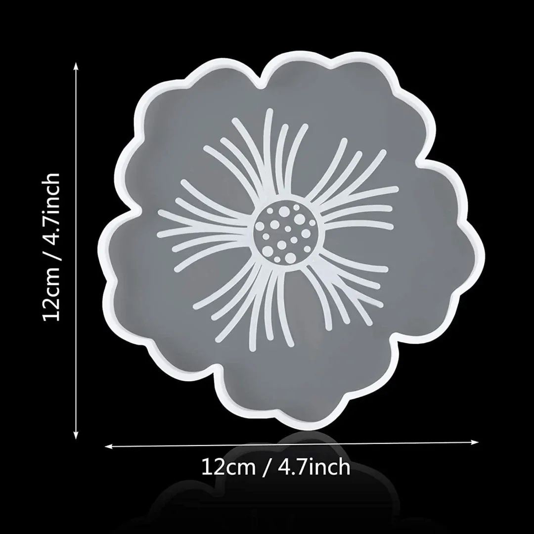 Flower Coaster 3D Effect Silicone Mold for Resin Art Flower Coaster 3D Effect Silicone Mold for Resin Art