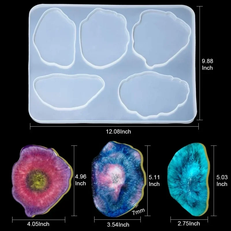 5-Piece Multi-Shape Silicone Coaster Mold for Resin