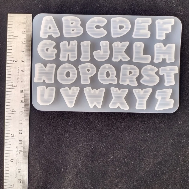 Small Blocky Striped Letters Mold | Silicone Resin Mold for Letters