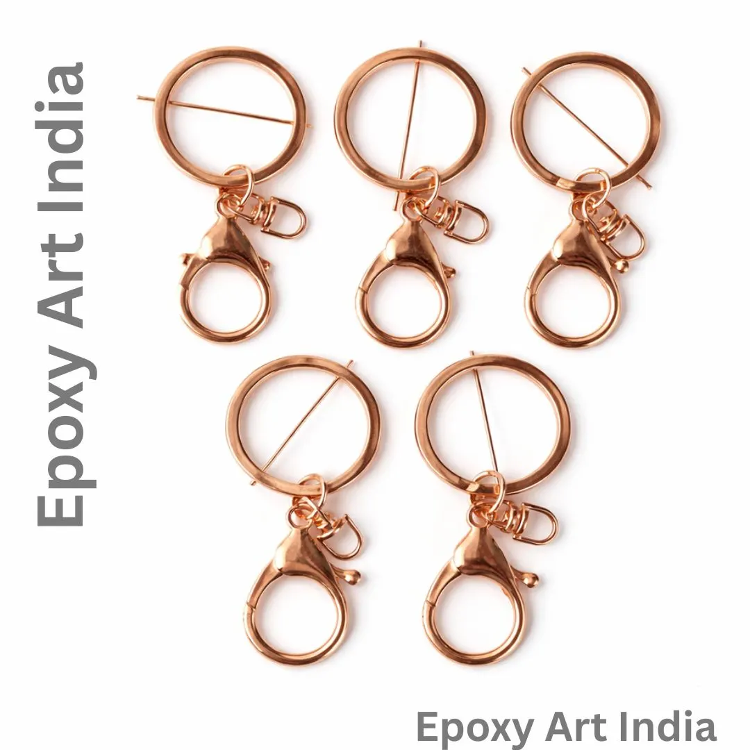 Rose Gold Lobster Key Chain Hooks Set of 5 for Resin Art Rose Gold Lobster Key Chain Hooks Set of 5 for Resin Art | Metal Lobster Clasp for Keychains | DIY Resin Craft Supplies India