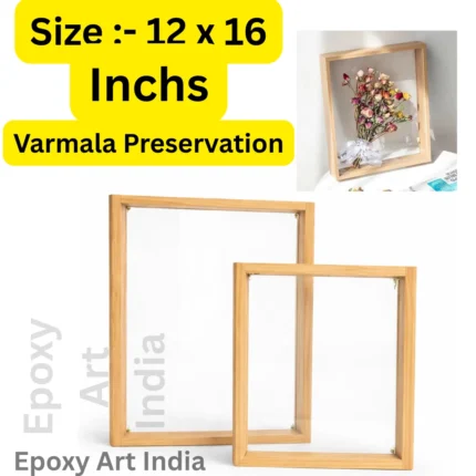 12 x 16 Inch Pine Wood Floating Frame with Acrylic Base for Resin Art | Wooden Floating Varmala Frame