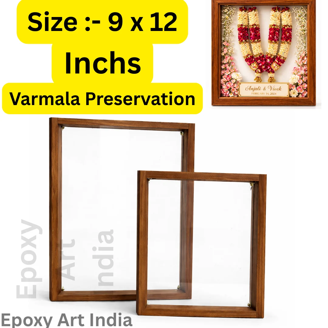9 x 12 Inch Teak Wood Floating Frame with Acrylic Base for Resin Art | Wooden Floating Varmala Frame 9 x 12 Inch Teak Wood Floating Frame with Acrylic Base for Resin Art | Wooden Floating Varmala Frame