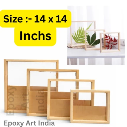 14 x 14 Inch Pine Wood Floating Frame with Acrylic Base for Resin Art | Wooden Floating Varmala Frame
