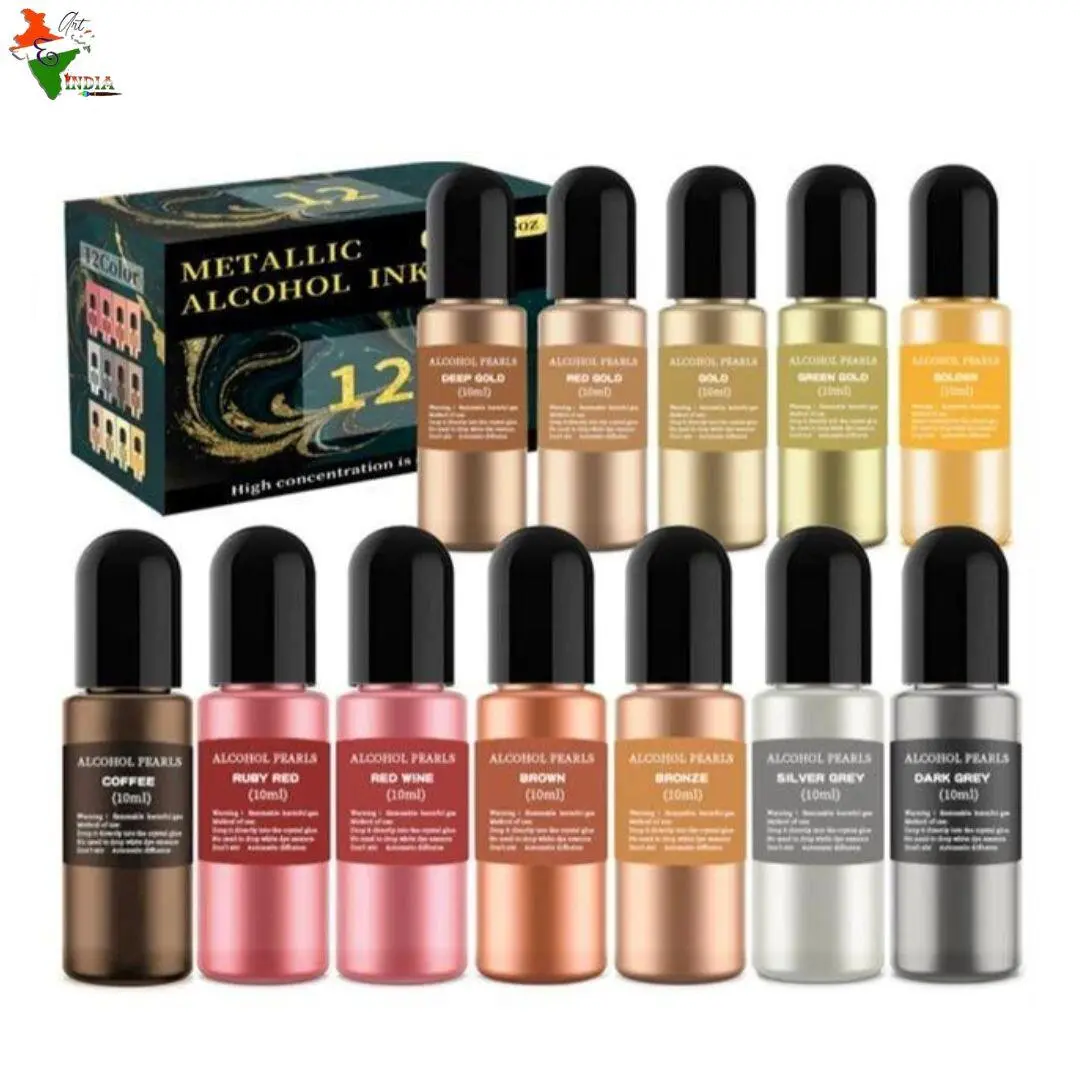 Metallic Alcohol Ink Set of 12 for Resin Art Metallic Alcohol Ink Set of 12 for Resin Art