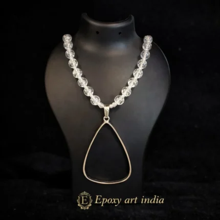 Natural Glass Beads Triangle Shape Pendant Bezel for Resin Art