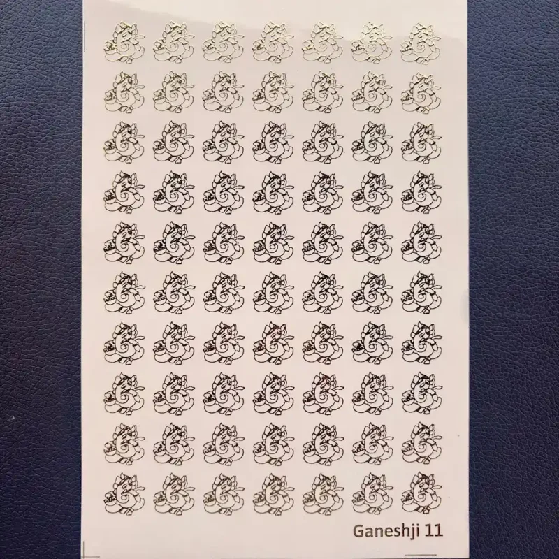 Ganesh Ji Veena Design Embossed Gold Sticker Sheet for Resin Art (Size A5)