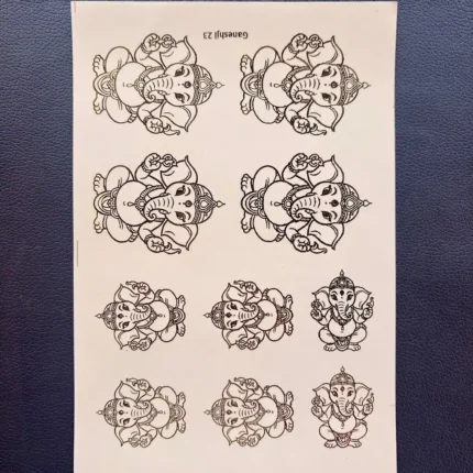 Ganesh Ji Idol Embossed Gold Sticker Sheet for Resin Art (Size A5)