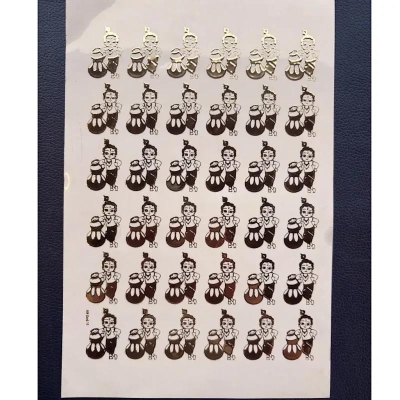 Little Krishna Embossed Gold Sticker Sheet for Resin Art (Size A5)
