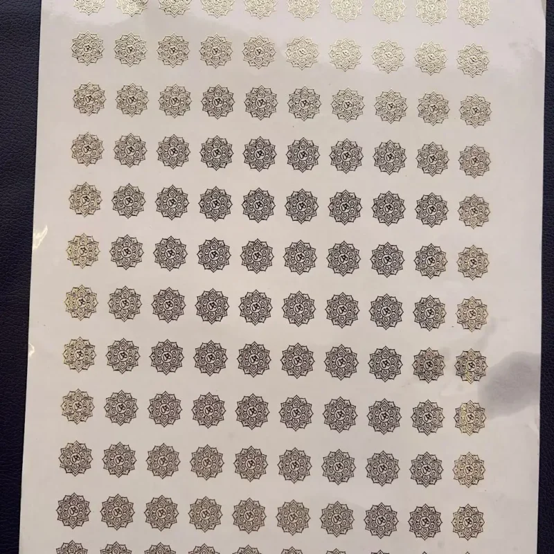 Om & Flower Design Rakhi Gold Embossed Sticker Sheet for Resin Art (Size A4)