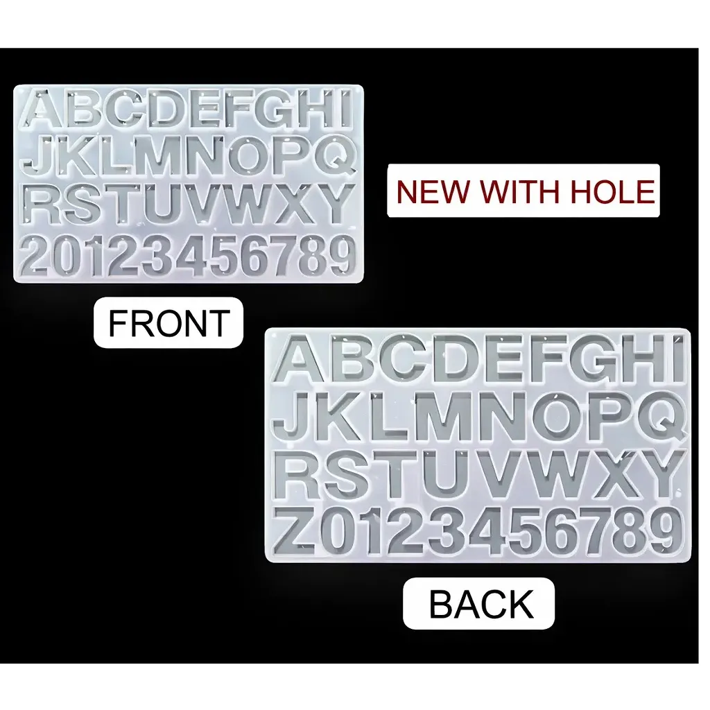 Front Face Alphabet Silicone Mold with Hole – For Resin Art Front Face Alphabet Silicone Mold with Hole – For Resin Art
