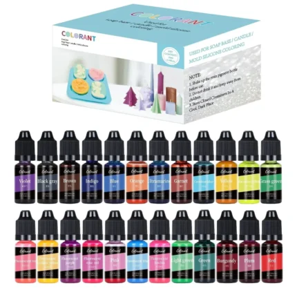 Set of 24 Liquid Colorants (10ml Each) for Soap & Candle Making | Multi-Color Dye Kit for DIY Crafts