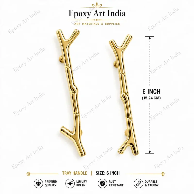 Gold Branch Tray Handles for Resin Art Tray | Decorative Metal Handles for DIY Resin Serving Trays
