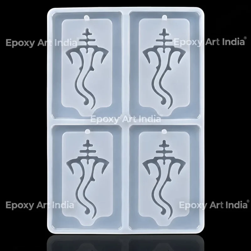 4 Cavity Leaf Ganpatiji (Ganesh) Keychain Mould for Resin Art | Silicone Ganesh Mold for DIY Epoxy