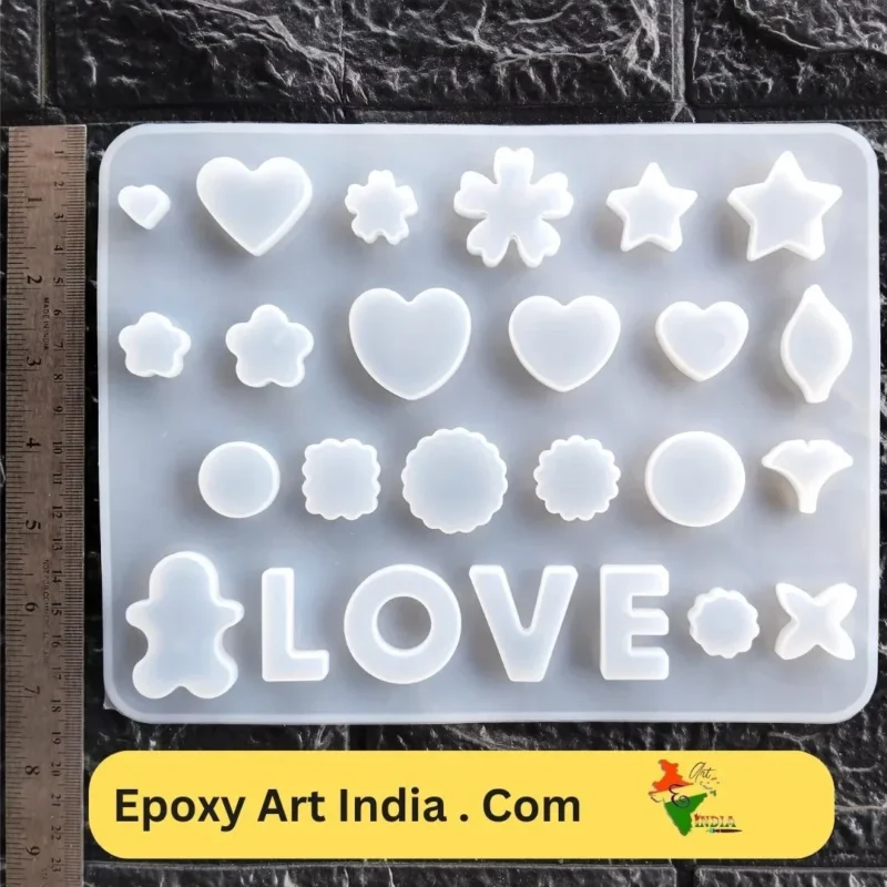 22-Cavity Silicone Keychain Mold – Mixed Shapes for Resin Art