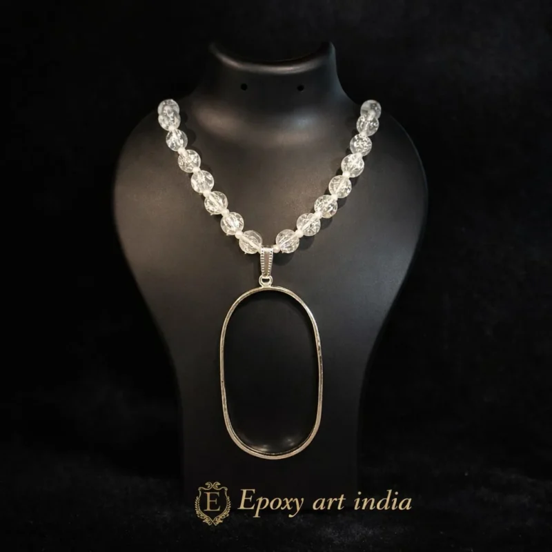 Natural Glass Beads Oval Shape Pendant Bezel for Resin Art