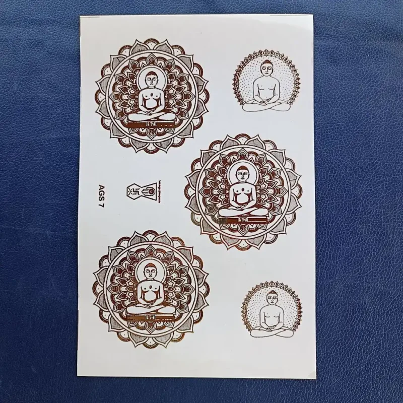 Mahavir Ji Idol Embossed Gold Sticker Sheet – Premium Foil Sticker for Resin Art