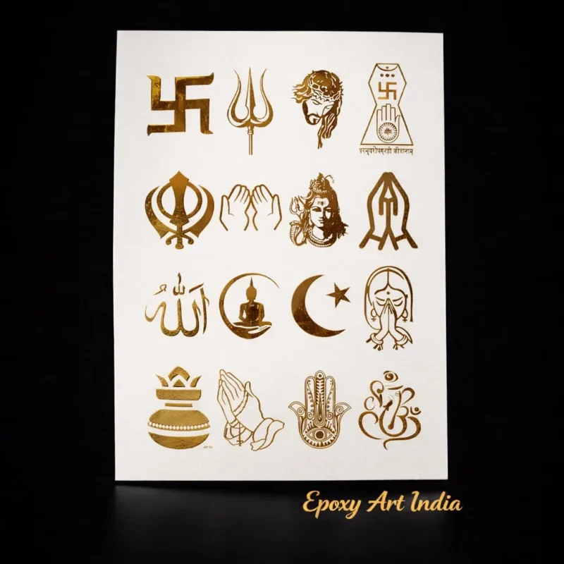 Mix God Sign Embossed Gold Stickers for Resin Art