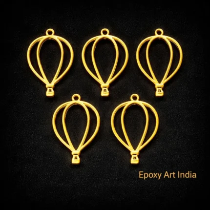 Gold Air Balloon Bezels Set of 5 for Resin Art, DIY Jewelry Making Frames