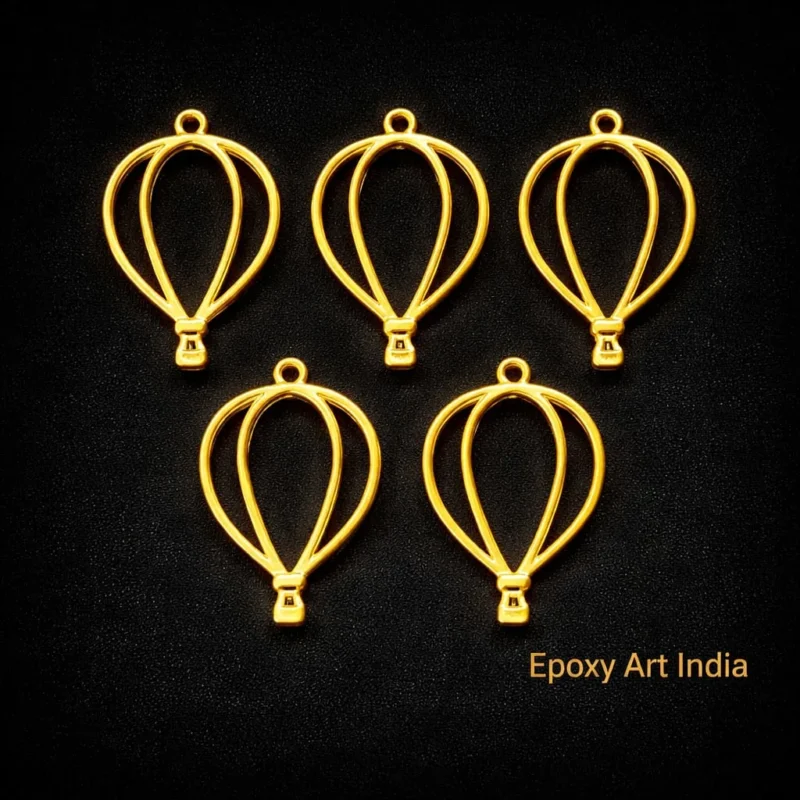 Gold Air Balloon Bezels Set of 5 for Resin Art, DIY Jewelry Making Frames