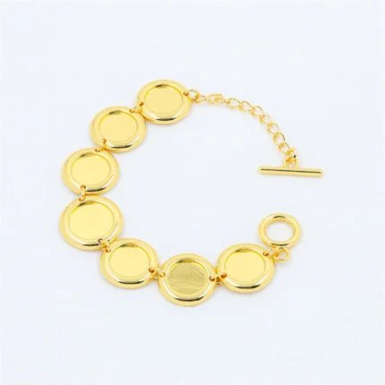 Gold Disc Charm Bracelet | Minimal Elegant Chain for Women & Girls | Resin Art Jewelry Base
