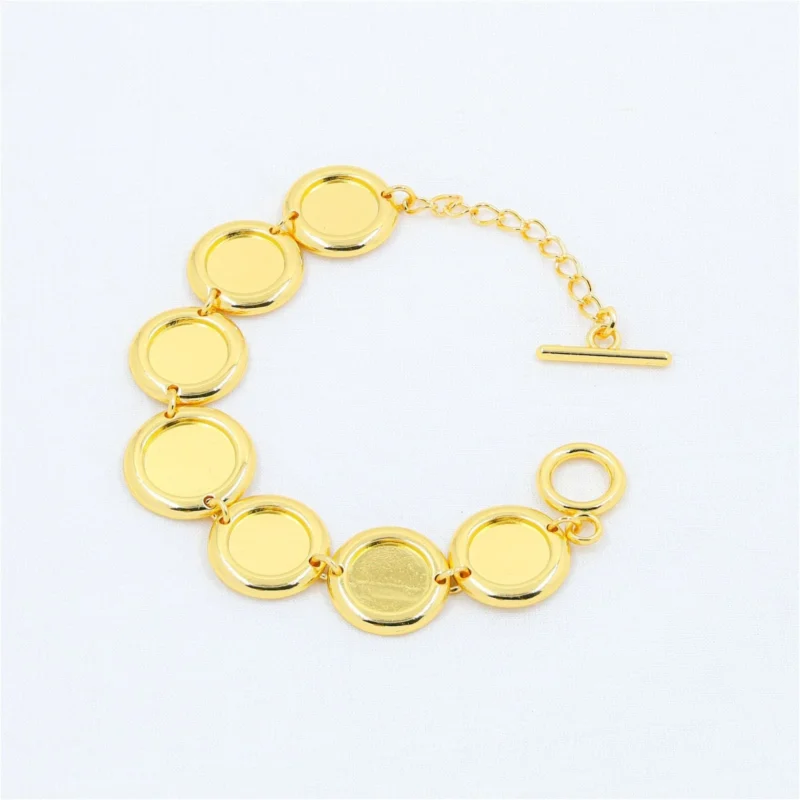 Gold Disc Charm Bracelet | Minimal Elegant Chain for Women & Girls | Resin Art Jewelry Base