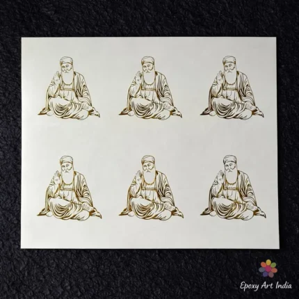 Guru Nanak Ji Embossed Gold Sticker Sheet – A4 for Resin Art & Spiritual