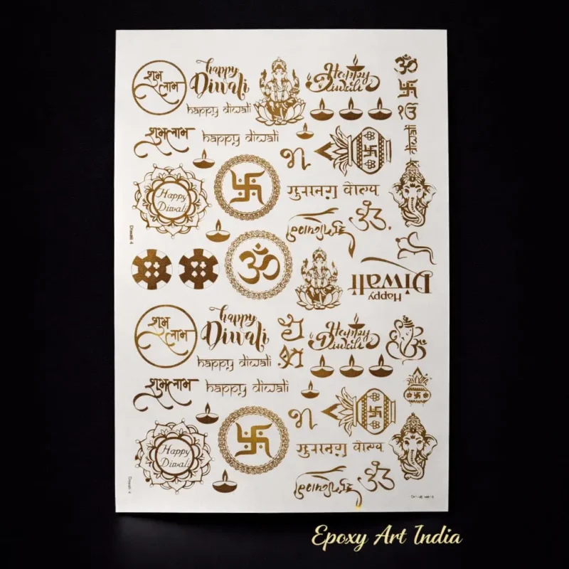 Diwali Mix Embossed Gold Stickers for Resin Art