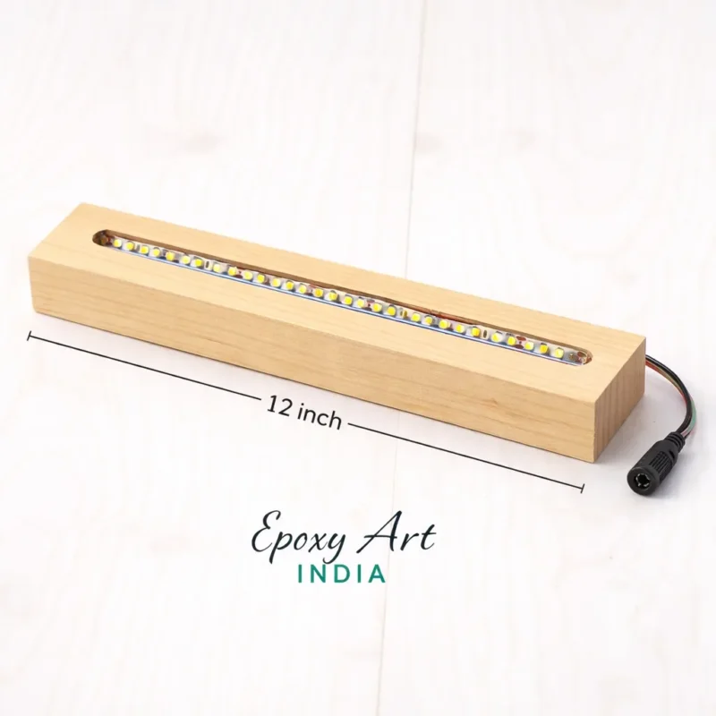12 Inch Pine Wooden LED Base for Resin Art | Epoxy Lamp Light Base | LED Display Stand