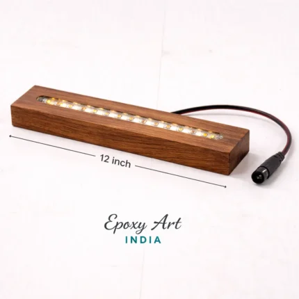 12 Inch Teak Wooden LED Base for Resin Art | Epoxy Lamp Light Base | LED Display Stand