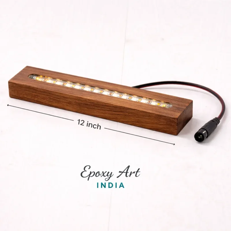 12 Inch Teak Wooden LED Base for Resin Art | Epoxy Lamp Light Base | LED Display Stand