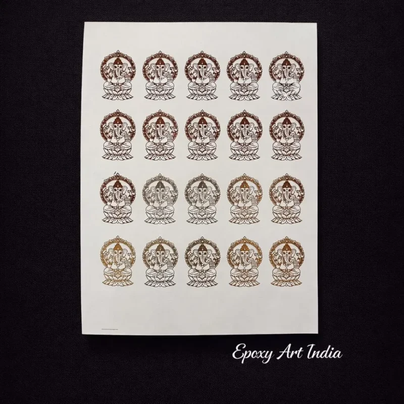 Designer Ganesh Ji Embossed Gold Stickers for Resin Art