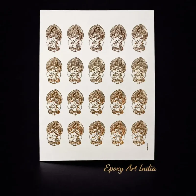 Bal Ganesh Ji Embossed Gold Sticker for Resin Art