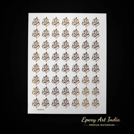 Ganesh Ji 64 in 1 Embossed Gold Sticker Sheet for Resin Art