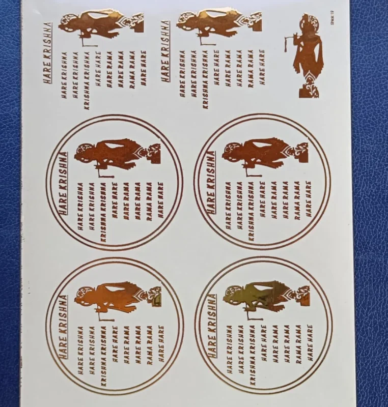 Hare Ram Hare Krishna Mantra 2 Gold Embossed Sticker Sheet for Resin Art