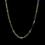 Colorful Crystal Gold Link Necklace | Stylish Modern Jewelry for Women | Resin Art Pendant Chain