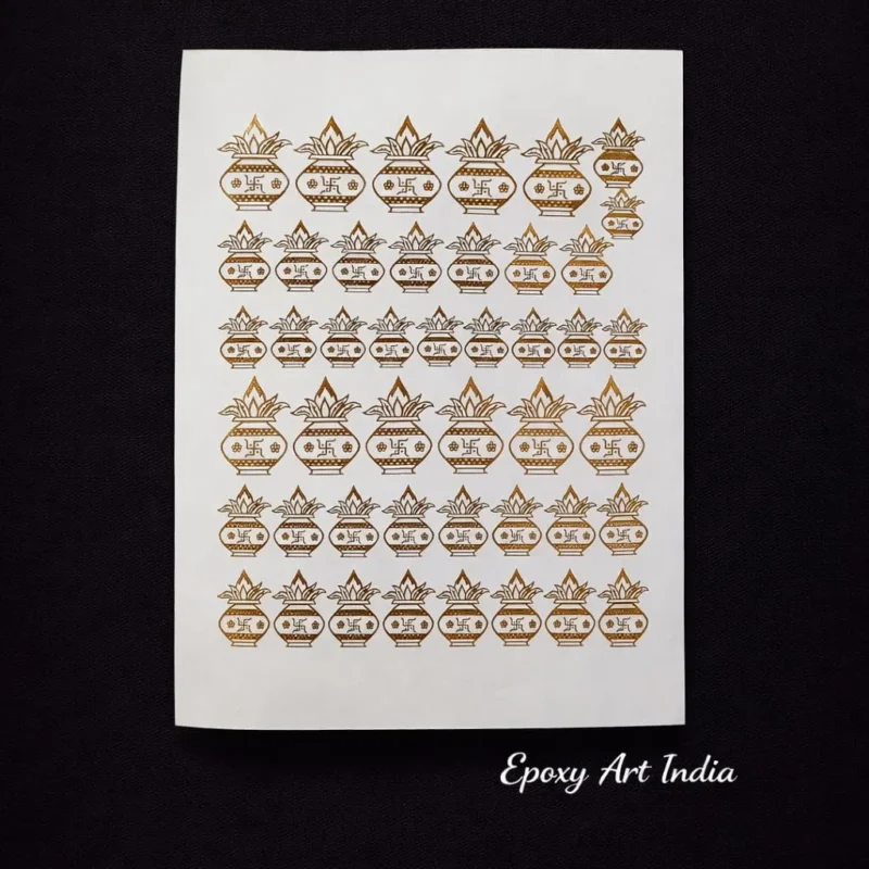 Small & Big Kalash Embossed Gold Stickers for Resin Art