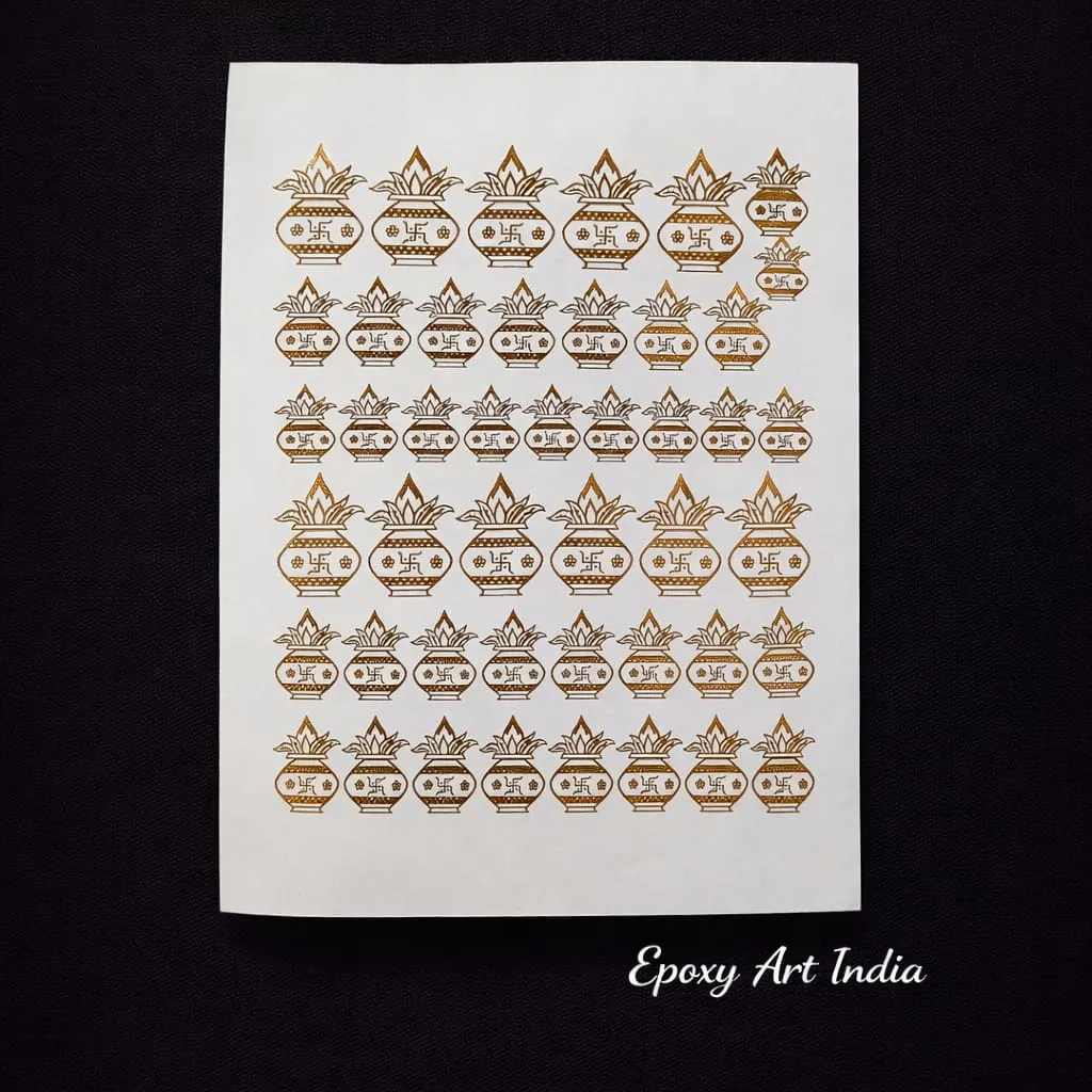 Small & Big Kalash Embossed Gold Stickers for Resin Art Small & Big Kalash Embossed Gold Stickers for Resin Art