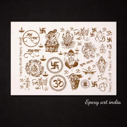 Diwali Mix God Embossed Gold Sticker Sheet for Resin Art