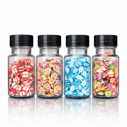 4 Jar Set Mini Polymer Clay Slices (GMM232) | Fruit, Smiley & Cloud Mix for Resin Art & Nail Art | Set of 4