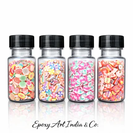 4 Jar Candy Polymer Clay Slices Set (MM50) | Colorful Sweet Designs for Resin Art & Nail Art | 10gm Each