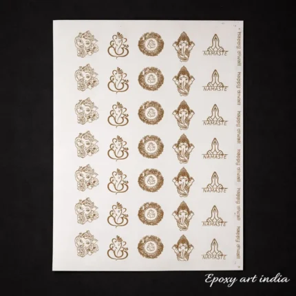 Designer Ganesh Ji Gold Embossed Sticker Sheet for Resin Art