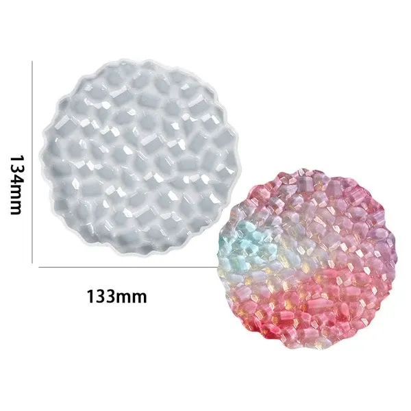 Round Agate Mosaic Texture Coaster Silicone Mould – Design No: 2