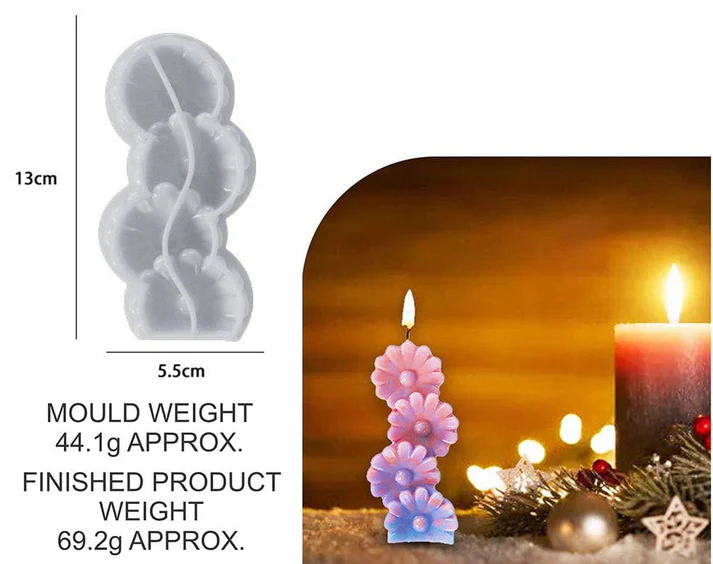 4 Daisy Flower Candle Mould – DIY Floral Candle Silicone Mould