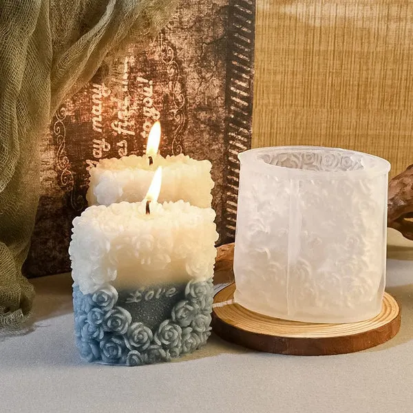 3D Love Rose Pillar Candle Mould | Silicone Candle Mold for DIY Wax