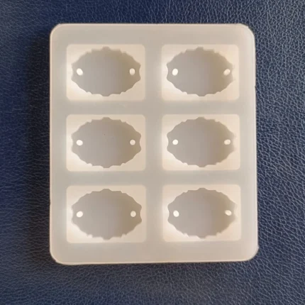 6 Cavity Oval Agate Rakhi Silicone Mould for Resin Art | DIY Rakhi Making Mould with Thread Holes