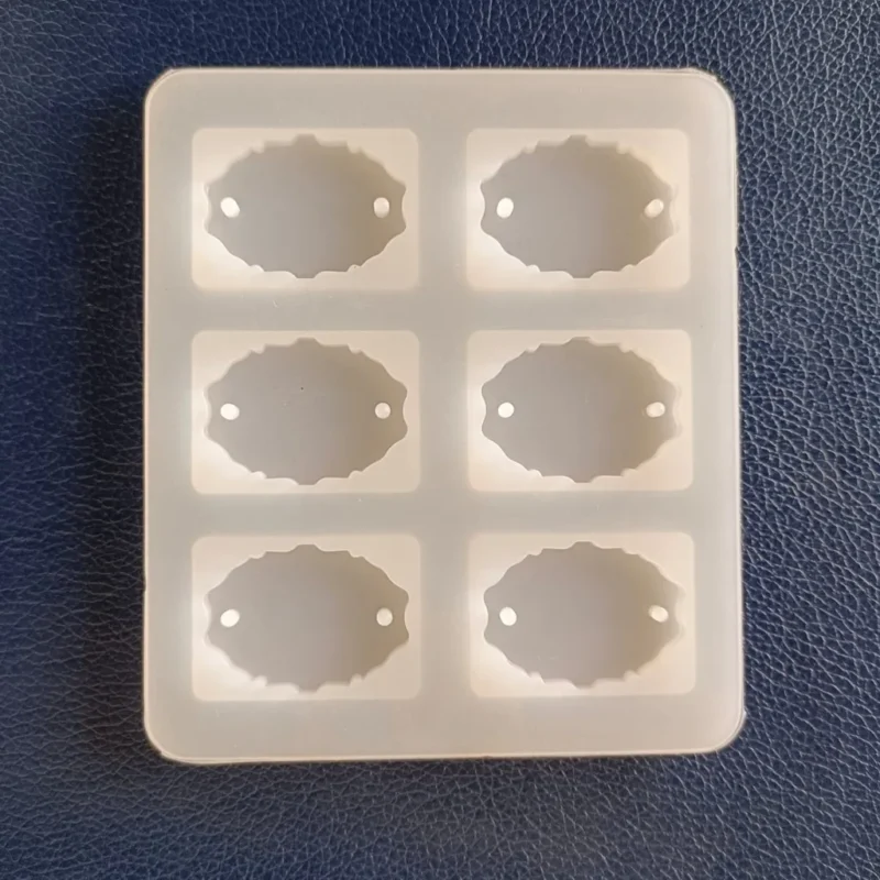 6 Cavity Oval Agate Rakhi Silicone Mould for Resin Art | DIY Rakhi Making Mould with Thread Holes