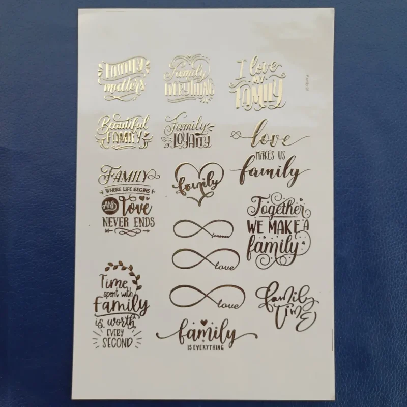 Family Theme Resin Coaster with Embossed Gold Sticker | Handmade Epoxy Art Coaster