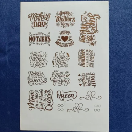 Mother’s Day Embossed Gold Sticker for Resin Art